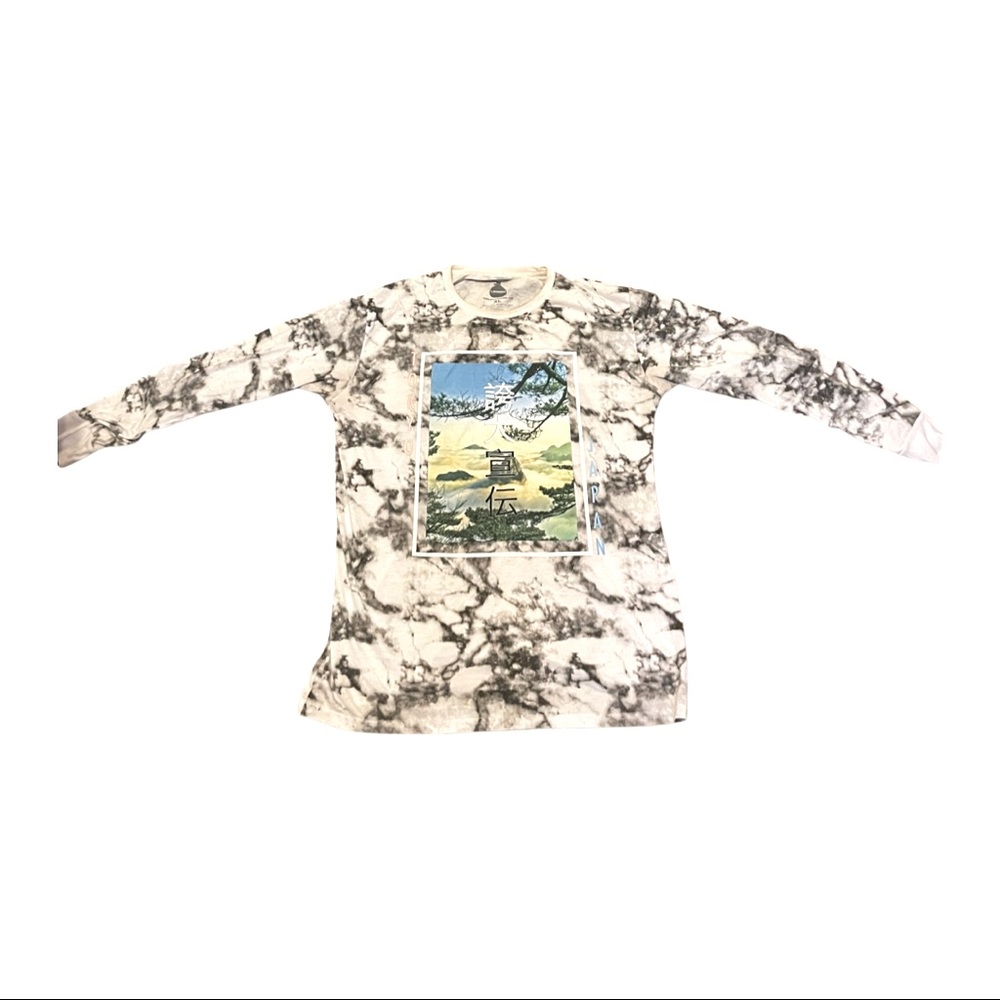 Vaporwave/Zen Men’s Long Sleeve Patterned Graphic Tee
